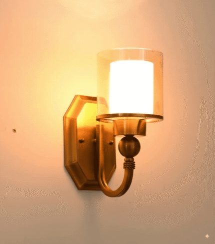 LEARC Designer Lighting Antique Brass Finish Wall Light WL2401 – Classic Vintage Style Wall Lamp for Bedroom, Living Room, and Hotel Décor